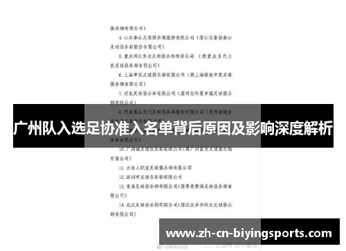 广州队入选足协准入名单背后原因及影响深度解析