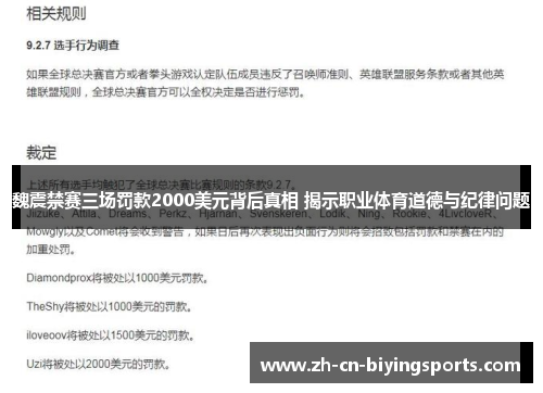 魏震禁赛三场罚款2000美元背后真相 揭示职业体育道德与纪律问题